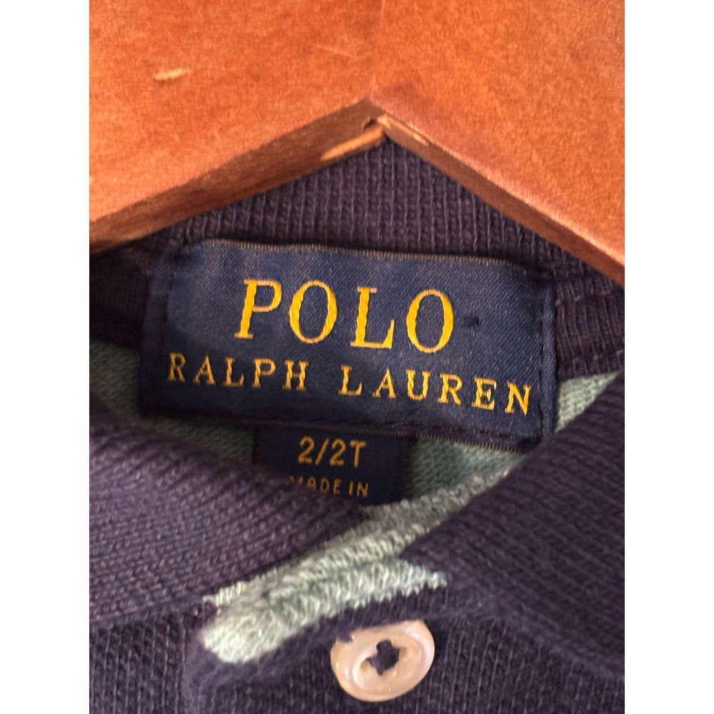 Polo Ralph Lauren Kids Navy Light Blue Striped Short Sleeve Polo Shirt 2T - Picture 7 of 10
